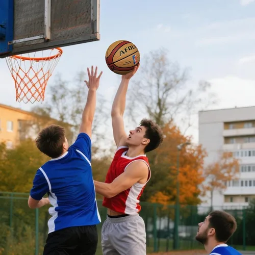 Vista 6 de Color rojo y marrón bloqueado 12 paneles de baloncesto calidad PU