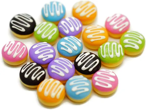Vista 2 de 1shopforyou 20 piezas de mini detalles de dona de color crema – Pequeñas piezas de exhibición para decoración del hogar y estilo artesanal
