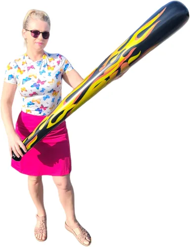 Vista 6 de Bate de béisbol inflable de llama jumbo de 54 pulgadas (paquete de paquete). Juguete inflado perfecto para fiesta, parque infantil, divertido