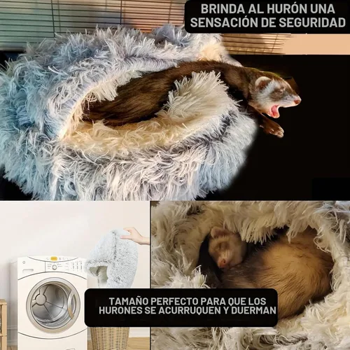Vista 2 de Cama cueva y escondite de hurón, accesorios de cama de hurón para jaula (marrón)