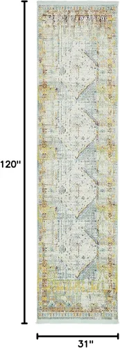 Vista 2 de Tapete abstracto Unique Loom, colección Estrella, moderno, multiárea, Polipropileno, celeste/turquesa