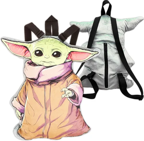Vista 2 de Fast Forward Star Wars Mochila de felpa - Mochila Baby Yoda para niños y niñas, paquete con calcomanías, más Mochila Mandalorian Mini, Mochila Baby