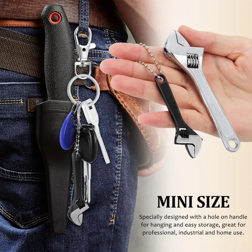 Vista 6 de Mini llave ajustable de 4 pulgadas y 2.5 pulgadas, llave negra con herramienta de moleteado manual de cadena para mantenimiento de reparación