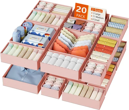 Vista 30 de DIMJ Organizador de cajones para ropa, paquete de 6 unidades, organizadores plegables para bebé, organizador de almacenamiento y cómoda