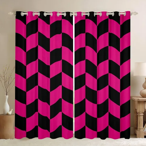 Vista 14 de Feelyou Beige Brown and White Curtains for Bedroom Living Room Modern Geometric Blackout Shades Abstract Checkered Room Darkening Curtain Rhombus