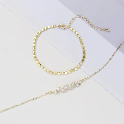 Vista 8 de MIDEEO - Pulseras chapadas en oro para mujer, juego de delgadas pulseras de cadena para combinar, de espiga, trenzada, de circonita cúbica