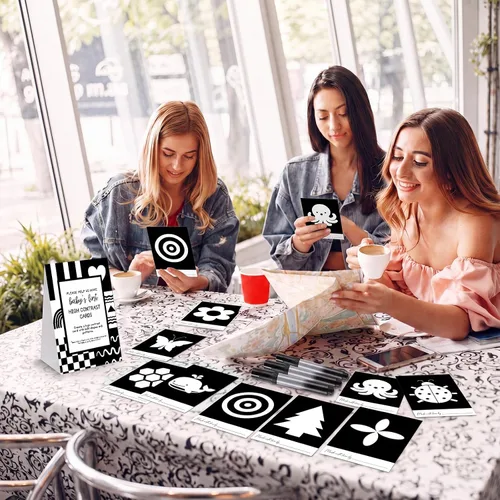 Vista 3 de Sinload Juego de 57 piezas de juegos de cartas de alto contraste para bebés