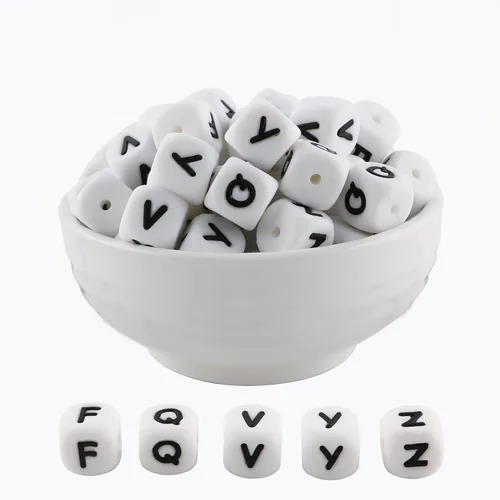 Vista 10 de Cuentas de silicona de corazón cuadrado blanco de 0.472 pulgadas, 20 cuentas de silicona con números de corazón para hacer llaveros, ideal