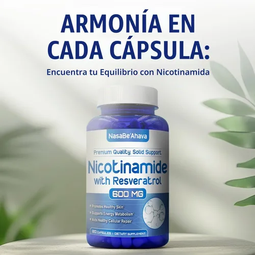 Vista 7 de Resveratrol con vitamina B3 Nicotinamida 500mg Precursor NAD+ y complejo de longevidad con forma de nicotinamida de vitamina B3 Niacina sin