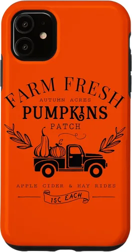 Vista 8 de Funda de otoño vintage para iPhone 14 Pro Farm Fresh Pumpkin