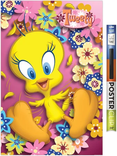 Vista 23 de Trends International Looney Tunes - Póster de pared de Tweety Bird de poder, 14.725 x 22.375 pulgadas, versión enmarcada de madera de granero