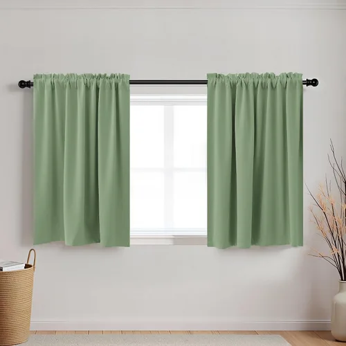 Vista 15 de Cortinas de café KOUFALL de 18 x 24 pulgadas para tratamientos de ventanas pequeñas, niveles de cortinas bohemias opacas para ventanas de RV y Beige