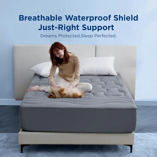 Vista 2 de Bedsure Protector de colchón Twin impermeable - Protector de colchón acolchado impermeable ajustable con cubrecolchón y bolsillo profundo de 8-21