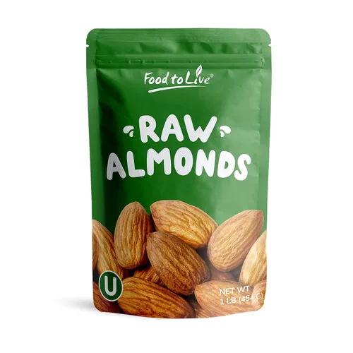 Vista 10 de Almendras, 8 onzas – Kosher, entero, sin cáscara, sin sal, crudo, a granel