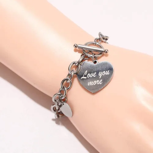 Vista 5 de Collar de corazón y pulsera de corazón para mujer, conjunto de joyería de cadena de palanca