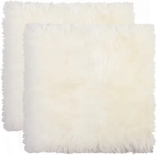 Vista 22 de Juego de 4, funda de piel de oveja natural con respaldo antideslizante 100% lana de oveja auténtica de Nueva Zelanda para asiento de automóvil