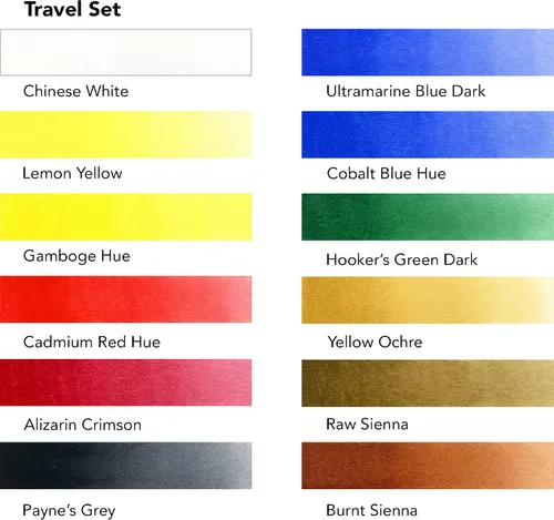 Vista 2 de Daler Rowney Aquafine - Juego de viaje de acuarela de 12 piezas, juego de pintura de acuarela para papel de acuarela y más, juego de acuarela