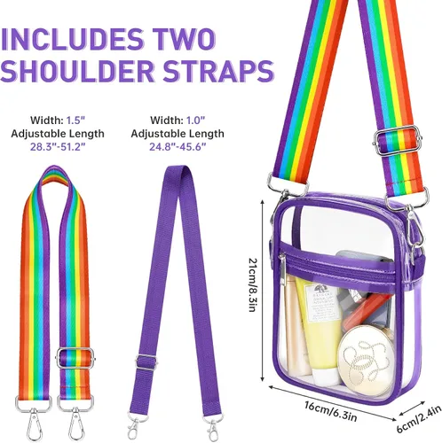Vista 5 de Aphlos PVC Clear Crossbody Bag with Adjustable Straps, Versatile Waterproof Transparent Skateboard Backpack 5.9x7.8x1.6 Inch