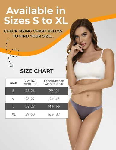 Vista 4 de Seamless Thongs for Women Pack Thong Underwear Women Silk No Show Thongs for Women Satin Thong Panties for Women