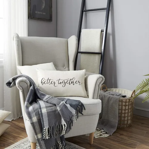 Vista 2 de Meekio Fundas de almohada de granja con frase "Better Together" de 12 x 20 pulgadas, decoración rústica de granja, fundas de almohada lumbar