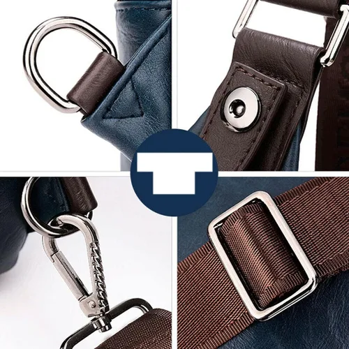 Vista 7 de Mochila estilo bandolera de piel para hombres y mujeres, bandolera de hombro, al pecho, mochila de uso diario para viajes, al aire libre