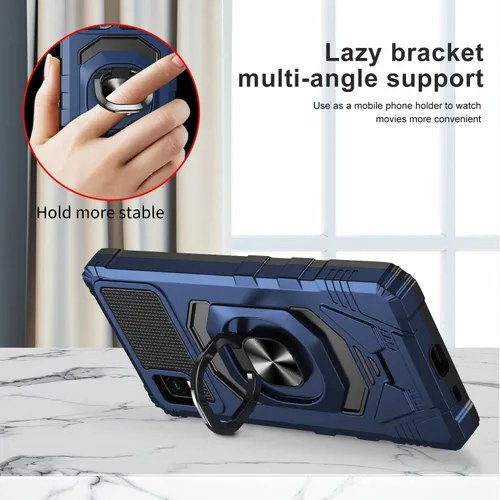 Vista 7 de Funda compatible con Cricket Vision Plus con protector de pantalla de vidrio templado [grado militar] anillo de montaje en automóvil con soporte a