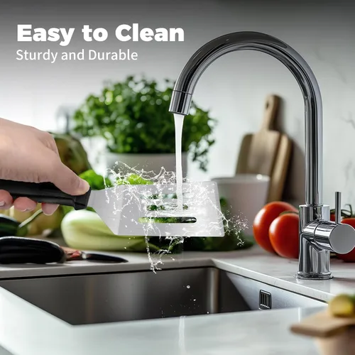 Vista 6 de Espátula pequeña, espátula de acero inoxidable, espátula de metal para cocinar con mango resistente al calor, espátulas de metal para uso