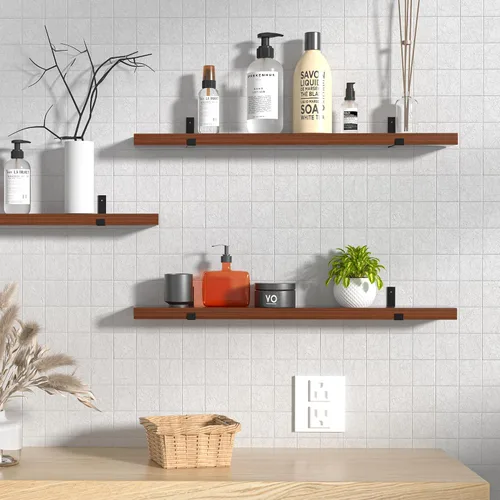 Vista 5 de CONSDAN Estante Flotante para Estante de Libros Montado en la Pared, Estantes Colgantes, Estante Flotante para Dormitorio, Baño, Sala de Estar