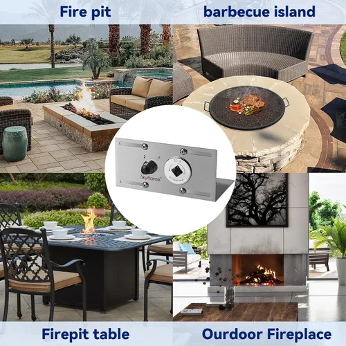 Vista 6 de Kit de quemador de hoguera de gas de acero inoxidable Skyflame extenso con encendido de chispa - Incluye encendedor de botón, llave de gas recta