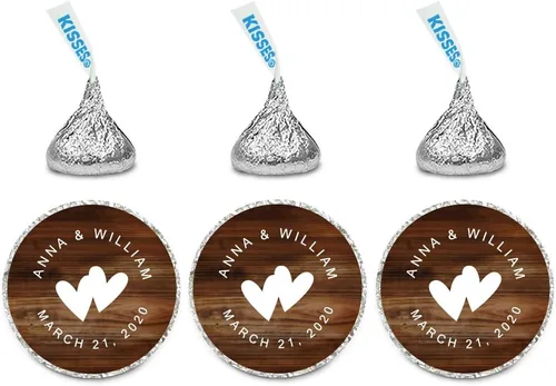 Vista 18 de Andaz Press Etiquetas personalizadas de gota de chocolate para boda, nombres y fecha redondos, turquesa aguamarina, paquete de 240, personalizadas