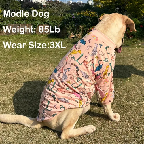 Vista 5 de Camisetas de algodón para perros, con estampado de dinosaurios, pijamas para mascotas, transpirable, ropa elástica para perros pequeños