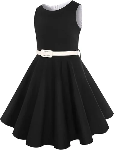 Vista 4 de gogoparti Vestido vintage para niñas, vestidos para ocasiones especiales con collar, vestido de lunares para niños, vestido de fiesta retro
