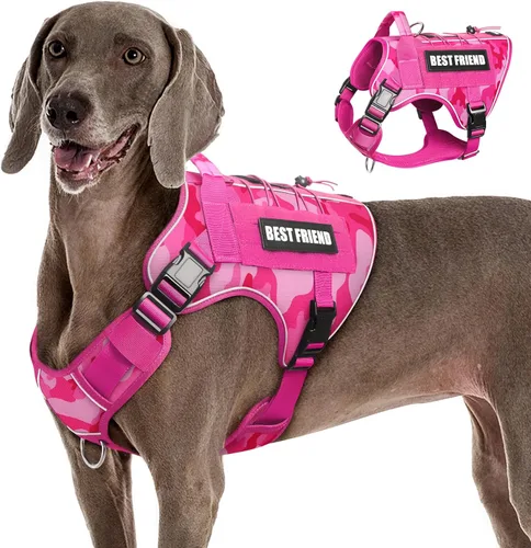 Vista 30 de Arnés Táctico para Perros Talla Pequeña, Sin Tirones Chaleco Militar para Perros con Asa, Arnés Reflectante de Servicio Pesado para Mascotas