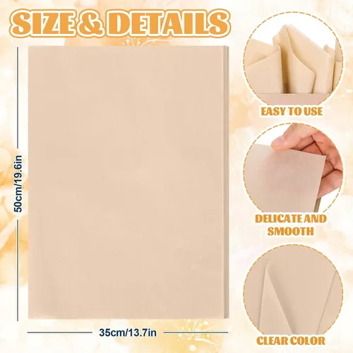 Vista 2 de Whaline 100 hojas de papel de seda bronceado del desierto, color pastel, papel de regalo de color sólido, papel decorativo para manualidades, Desert