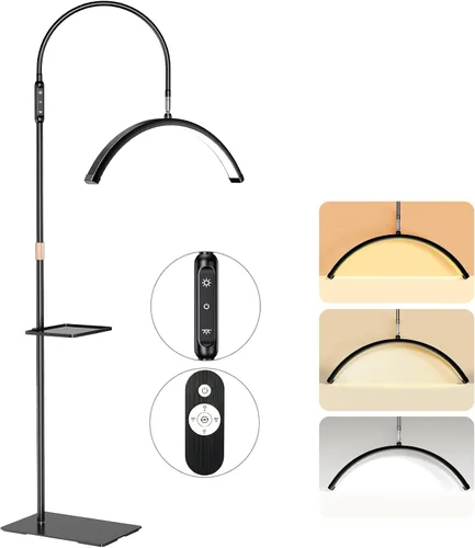 Vista 9 de Mznoo Half Moon - Lámpara de pestañas flexible y ajustable de 23 pulgadas con bandeja de herramientas para extensiones de pestañas, tecnología