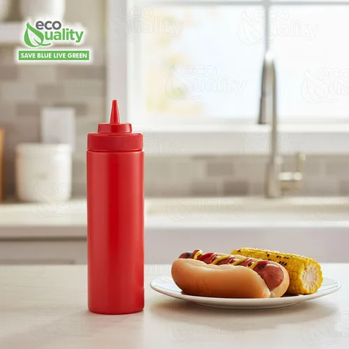 Vista 7 de Botellas de plástico rojo de 24 onzas para condimentos, botella de chorro para salsas, aderezos, artes y manualidades, salsa de tomate, mostaza
