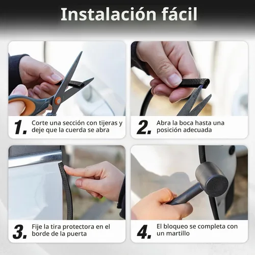 Vista 3 de SINGARO 16.4 pies (5M) Protector de borde de puerta de coche, tira protectora de entrada de puerta de coche sin pegamento, protector de borde