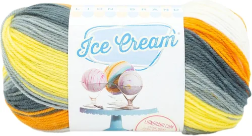Vista 25 de Lion Brand Yarn, Hilo para Bebé Ice Cream para tejer, ganchillo y manualidades, Baseball Nut, 1 paquete, fibra acrílica colorida de peso DK
