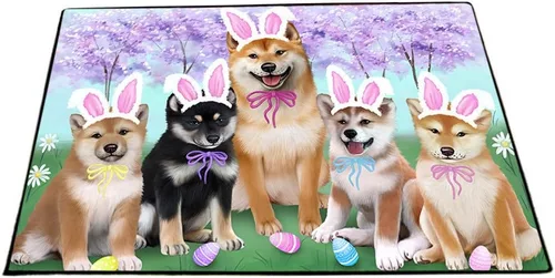 Vista 23 de Tapete antideslizante para puerta de mascotas, para interiores y exteriores del 4 de julio, para perros Shiba Inu, tapete lavable con retratos