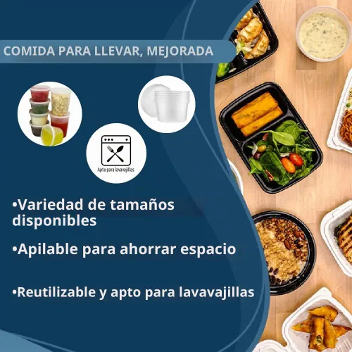 Vista 4 de TIYA Contenedores de alimentos – Paquete de 240 unidades con tapas de 16 onzas, recipientes de plástico para almacenamiento de alimentos, vasos 16oz