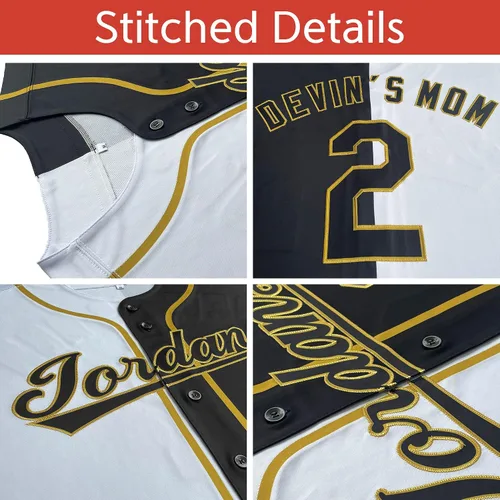 Vista 3 de Camiseta de béisbol dividida personalizada con botones y número de nombre cosido personalizado para hombres/mujeres/niños