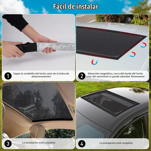 Vista 7 de Parasol Magnético para Coche, Pantalla Magnética de Malla Transpirable para Acampar y Estacionar, Protección UV de Instalación Rápida para Techo