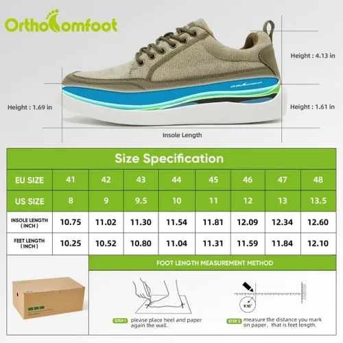 Vista 6 de OrthoComfoot Zapatillas ortopédicas de moda para hombre para fascitis plantar zapatos de caminar acolchados de apoyo casual para la diabetes