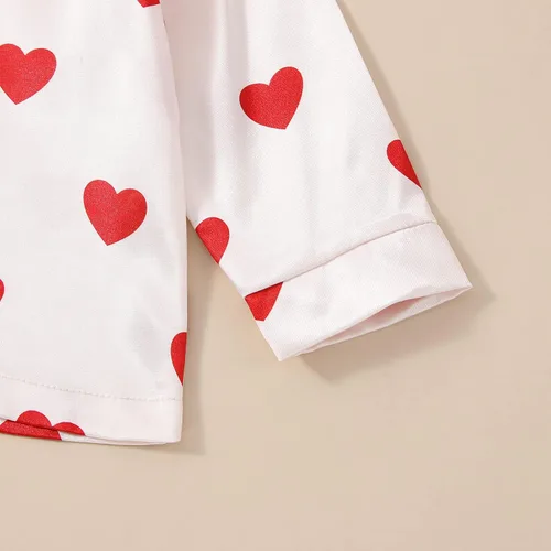 Vista 102 de Conjunto de pijama de manga larga con botones para niña pequeña, conjunto de ropa de dormir