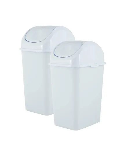 Vista 16 de Superio Mini tacho de basura de escritorio con tapa superior giratoria, contenedor de basura portátil de plástico para encimera, escritorio