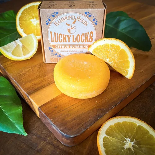 Vista 2 de Lucky Locks Citrus Sunshine Barra de champú natural Cuidado del cabello sin residuos Sin sulfatos