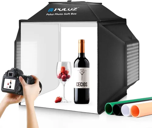 Vista 16 de PULUZ - Caja de estudio fotográfico, mini caja de luz plegable, anillo de luz LED, portátil, estudio fotográfico, fotografía, tienda de campaña, kit
