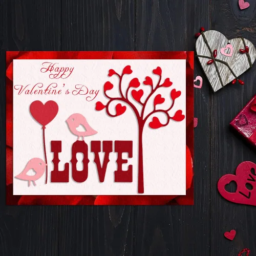 Vista 5 de Hying Troqueles de corte de marco de árboles de San Valentín para hacer tarjetas y decoraciones de álbumes de fotos, globos de pájaros, corazones