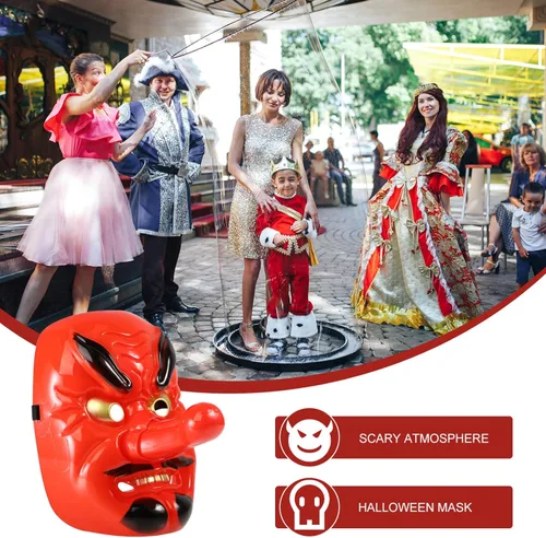 Vista 3 de Máscaras de Halloween, máscaras japonesas de Tengu, disfraz de festival de Halloween, máscaras horribles, disfraces de cosplay, accesorios de fiesta