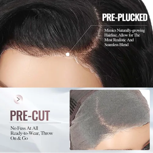 Vista 3 de WIGER Peluca de cabello humano rizado con corte precortado, corto y rizado, encaje frontal de 8 pulgadas, sin pegamento, encaje HD de 13 x 4
